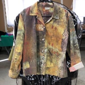 Chico’s size 1 lightweight jacket art paint print retro